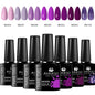Blushimmer 7-piece nail gel polish set with vibrant colors for DIY nail art, long-lasting UV gel for professional manicure decoration.