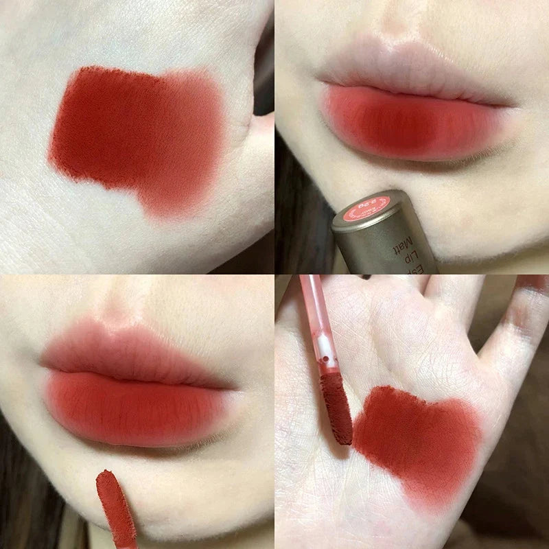 Blushimmer velvet matte mist lip gloss in a sleek tube, waterproof, smudge-proof, non-stick liquid lipstick with a vibrant finish.