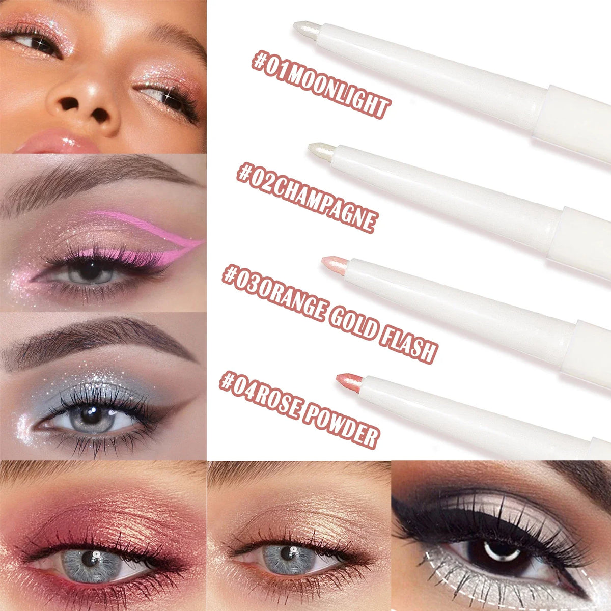 Hisyi 2-in-1 lying silkworm eyeliner and highlighter pen by Blushimmer, featuring sleek black and silver design with cap.