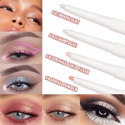 Hisyi 2-in-1 lying silkworm eyeliner and highlighter pen by Blushimmer, featuring sleek black and silver design with cap.