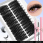 Blushimmer GROINNEYA DIY eyelash extension kit with mixed lash clusters, lash bond, seal, and tweezers, ready for at-home eyelash application.