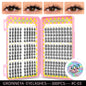 Blushimmer GROINNEYA eyelash clusters with 320 natural volume extension lashes on a mixed tray for professional lash application.
