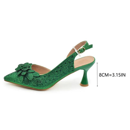 Elegant women's wedding pointed toe shoes and matching bag set by EdleessFashion, featuring luxurious design and sophisticated style.