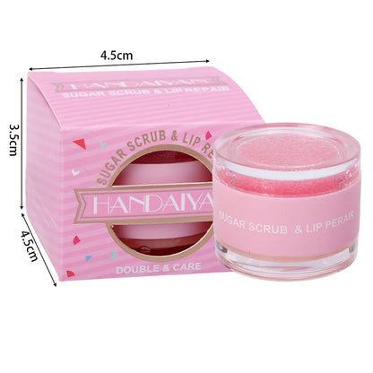 Blushimmer lip scrub and balm set for dark and pink lips, exfoliating, moisturizing, and brightening with massage cream.