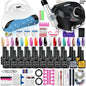 Blushimmer professional nail gel set with manicure tools, UV nail lamp, 18 color gel varnishes, and nail drill machine for manicures.