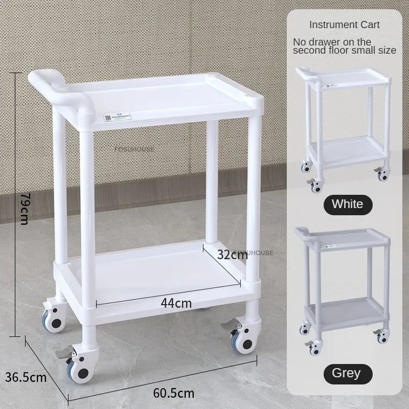 European Plastic Salon Trolleys with Wheels Auxiliary Tool Cart Designer Salon Furniture Beauty Salon Instrument Equipment Shelf