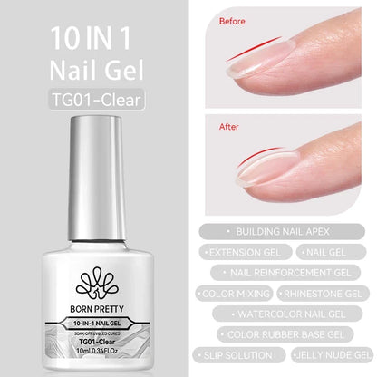 Blushimmer BORN PRETTY Jelly Nude Gel Nail Polish in light pink peach, translucent UV cure gel for nail art, 10ml bottle