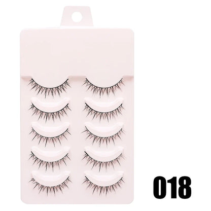 Blushimmer DINGSEN fake anime eyelashes, 5 pairs of natural daily manga-style lashes with clear band, little devil design