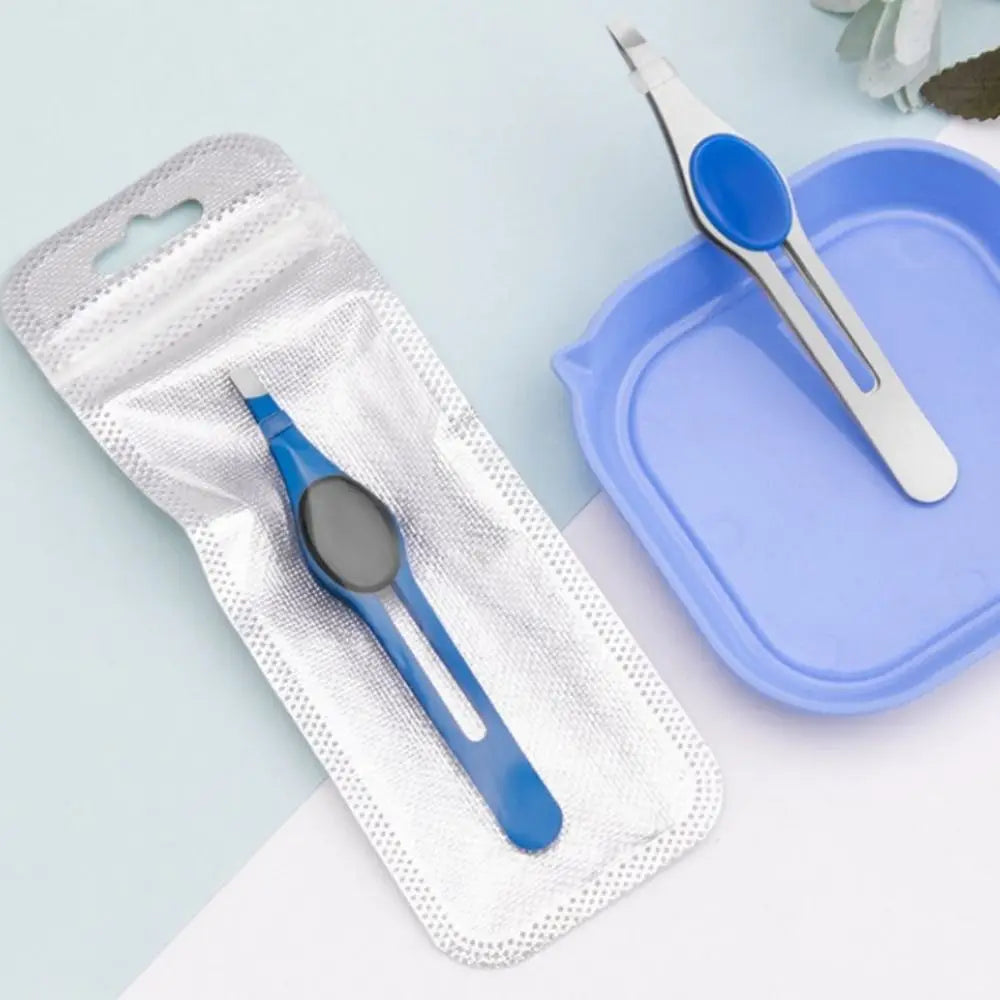 Blushimmer stainless steel eyebrow tweezer with slanted tip for precise hair removal and eyebrow shaping.