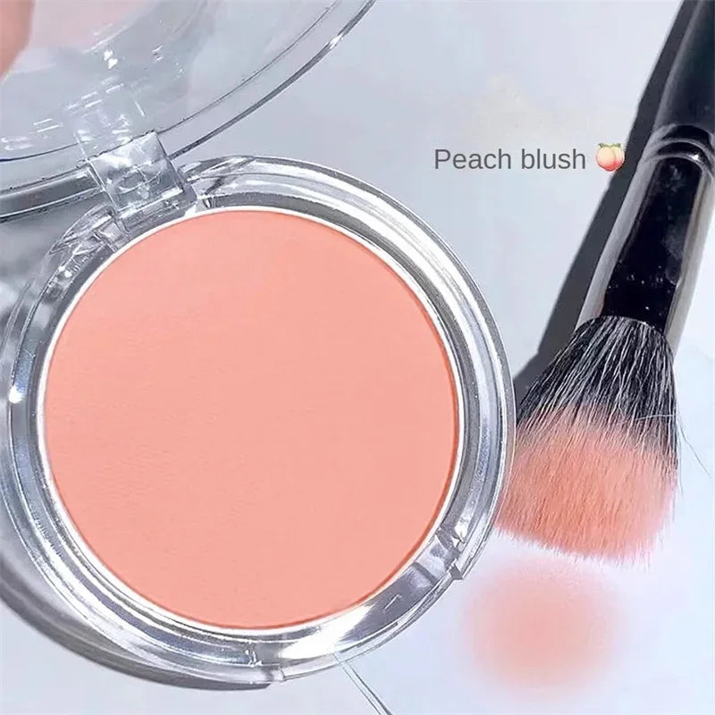Blushimmer monochrome blush powder in natural matte pink for cheeks, waterproof facial contouring makeup, soft and brightening.