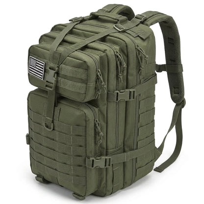ReFireGearUS 45L tactical hunting backpack with Molle system, camo pattern, water-resistant outdoor field bag, large capacity rucksack