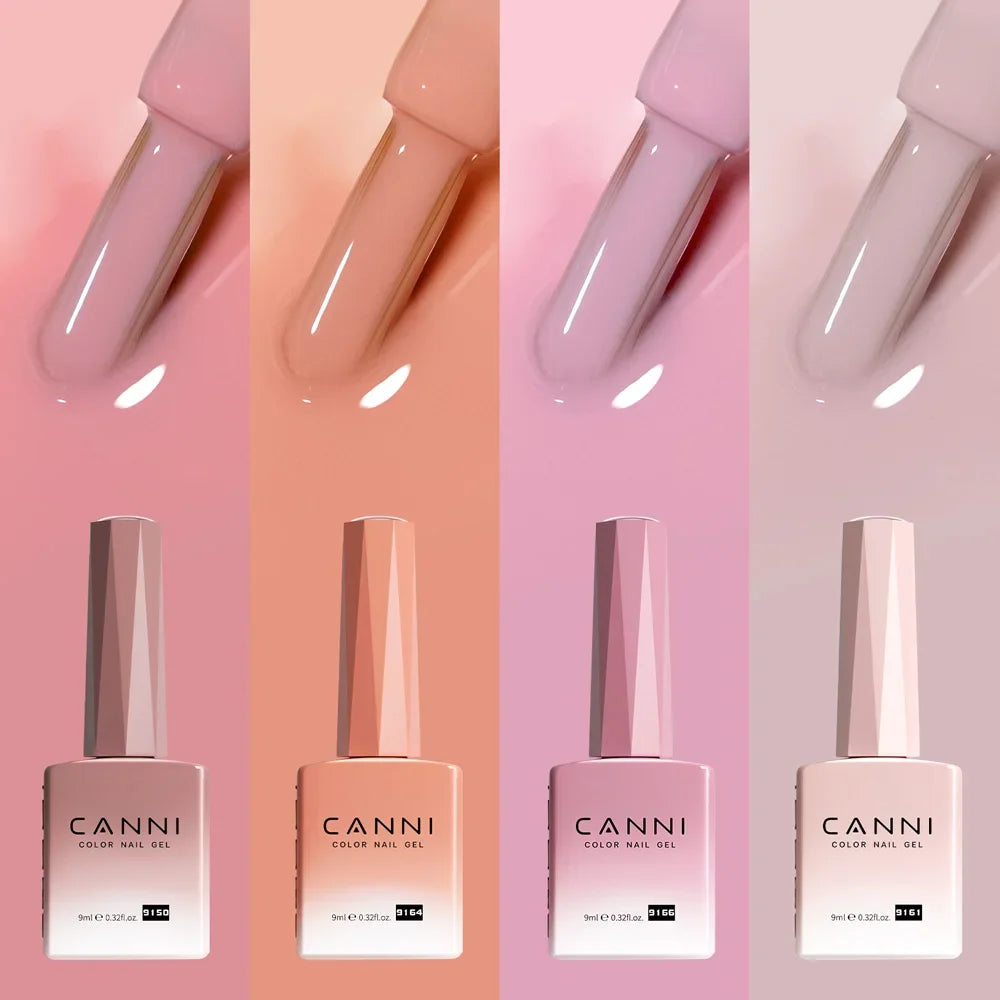 Blushimmer CANNI nail gel polish kit with 6 colors including jade, nude, and pink, HEMA free, perfect for French and natural nail designs