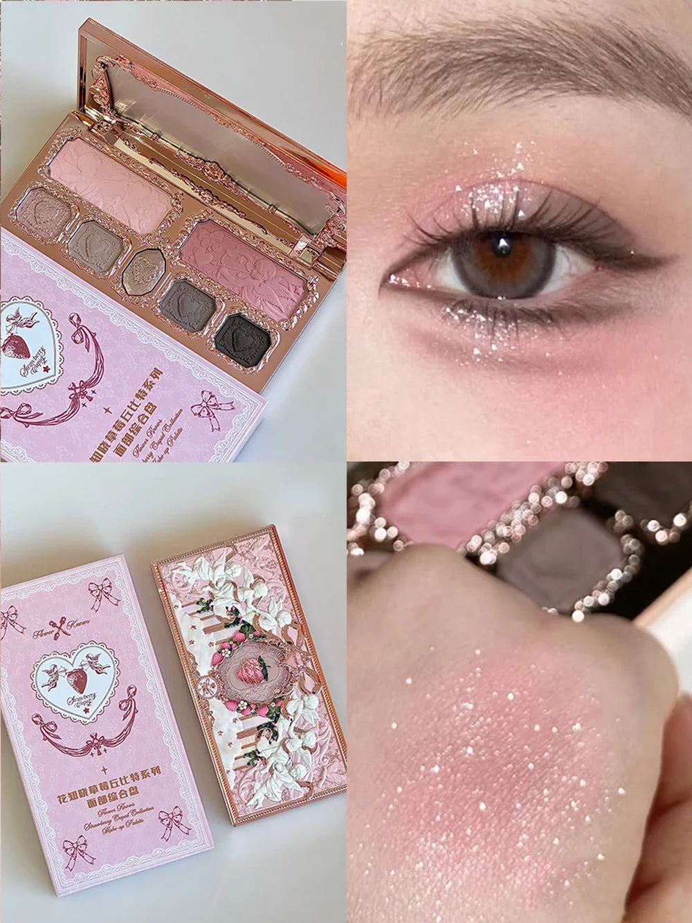Blushimmer Flower Knows Chocolate Wonder-Shop 8-color eyeshadow palette with rich, blendable shades in elegant packaging.
