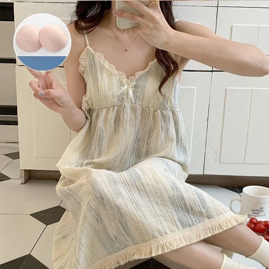 Cute women's nightgown from Shop1105315528, soft sleepwear dress with lace details, ideal for comfortable, stylish sleepwear.