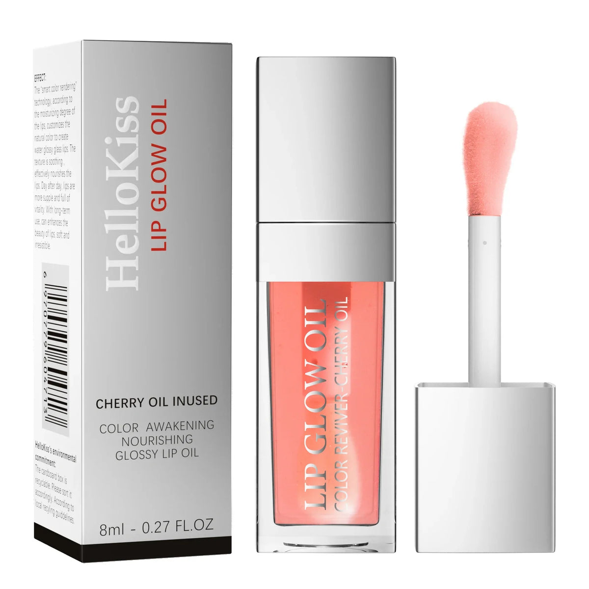 Blushimmer Crystal Jelly Moisturizing Lip Glow Oil in 8ml with a clear, glossy applicator and a shimmering, transparent finish.