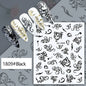 Black and white nail art stickers featuring sexy woman and girl designs for press-on nail decoration by Blushimmer.