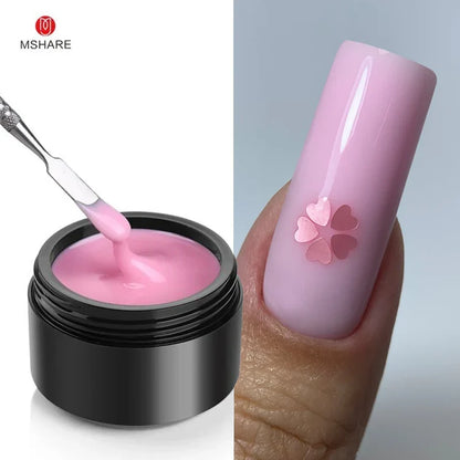 Blushimmer MSHARE 50ml pink gel builder for nail extensions, UV/LED self-leveling gel for natural-looking nail construction