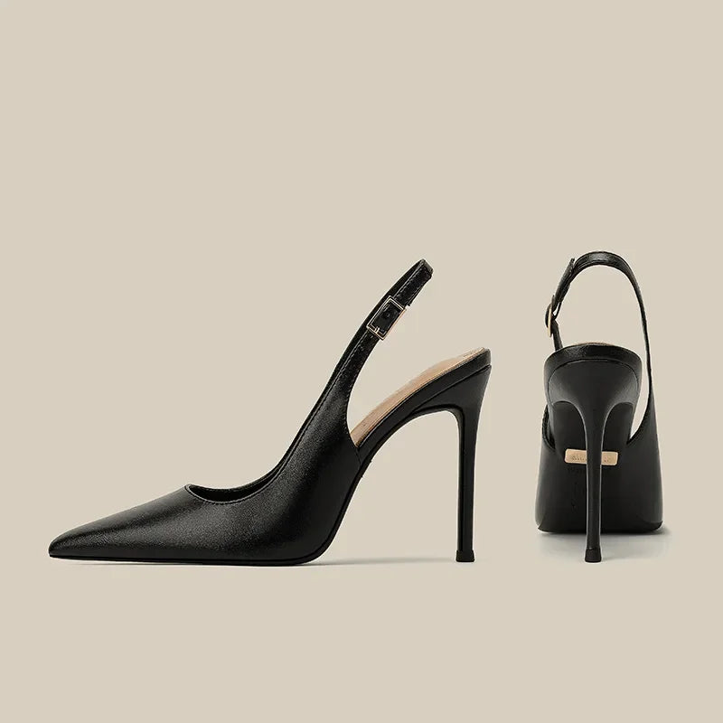 New high-heeled shoes for women with slim heels and pointed back, fashionable, versatile, comfortable commuting sandals