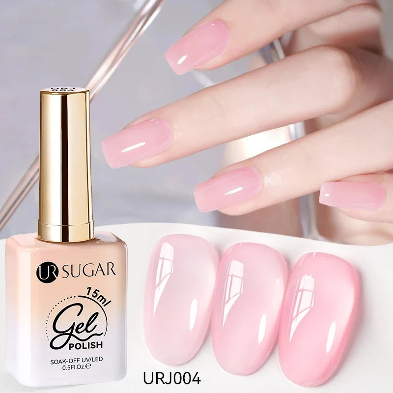 Blushimmer UR Sugar 15ml translucent white gel polish for UV gel nail art, semi-permanent soak-off nail varnish, shiny finish
