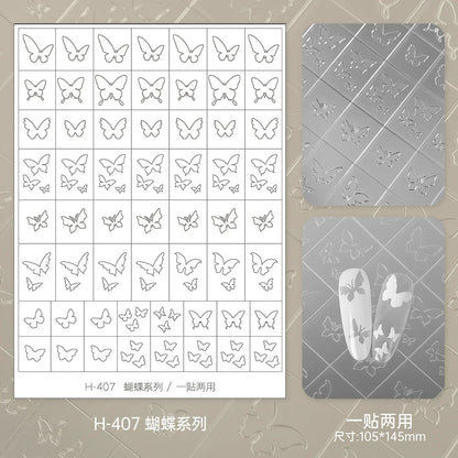 Kaniu Transparent Hollow French Nail Stickers Snowflake Starry Design Nail Art Decal Self-Adhesive Manicure Stencil Template