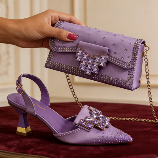Elegant Italian design women's high heels and matching bag set by EdleessFashion, featuring luxurious craftsmanship and sophisticated style.