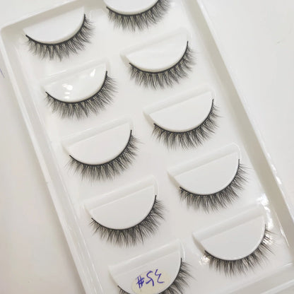 Set of 5 pairs of natural 3D mink false eyelashes from Blushimmer, ideal for makeup and beauty enhancement.