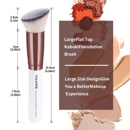 Blushimmer MAANGE 2-piece foundation makeup brush set with flat angled kabuki and blush brushes, soft bristles for liquid and powder cosmetics.