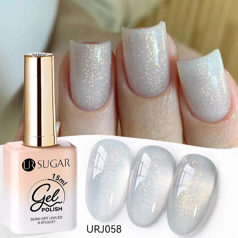 Blushimmer UR SUGAR 15ml translucent white gel nail polish for semi-permanent UV gel nail art and soak-off gel varnish.