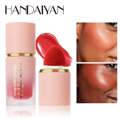 Blushimmer 6-color matte liquid blush palette with sponge applicator, long-lasting waterproof formula, easy to apply.