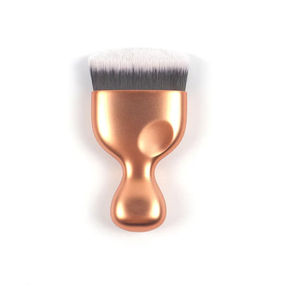 Blushimmer angled foundation makeup brush for liquid bronzer and powder, portable cosmetic tool with wavy bristles for face.
