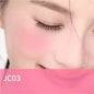 Blushimmer AZTK liquid blush in purple, with a matte finish, brightening and lifting the complexion on a woman's cheek.