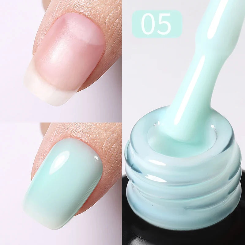 Blushimmer Born Pretty 15ml Jelly Nude Rubber Base Gel in natural milky white, self-leveling UV and LED soak-off gel varnish