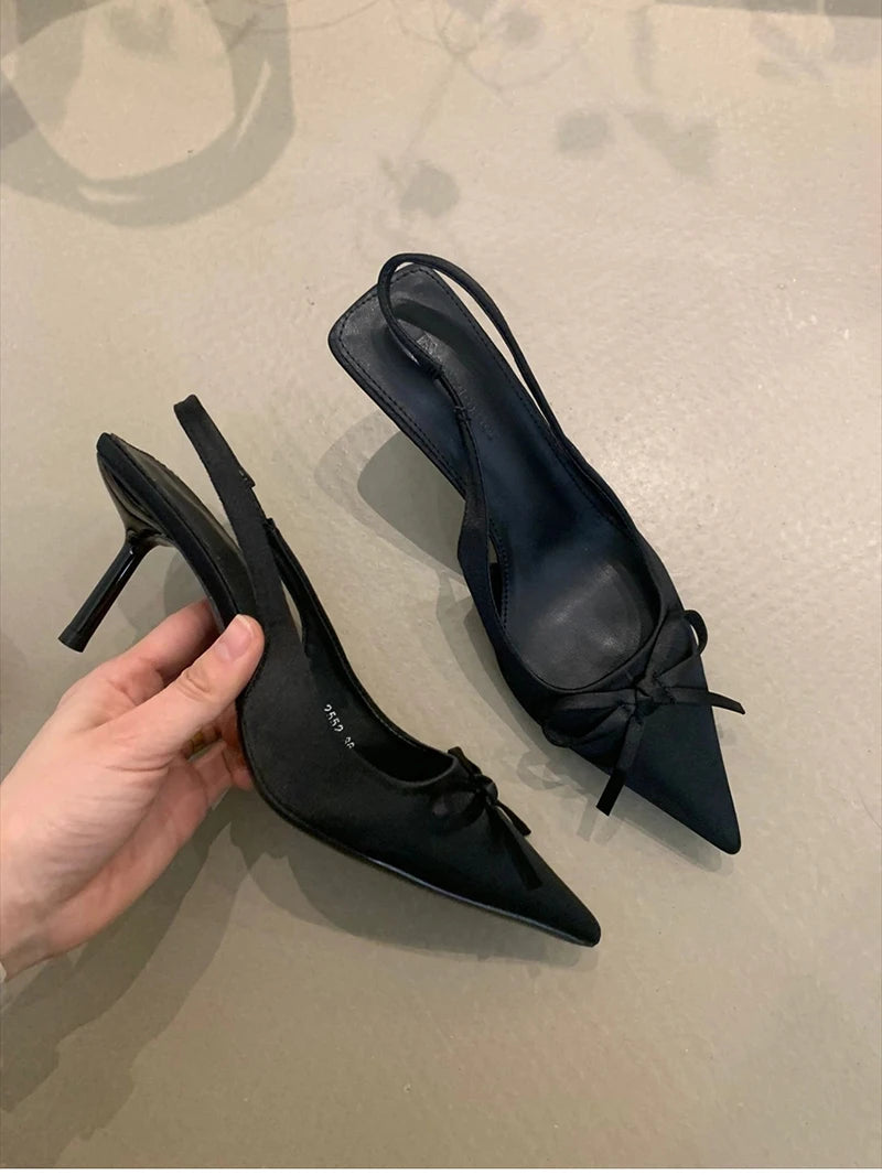 Summer Slip On High Heel Women Sandals Fashion Butterfly-knot Singbacks Pumps Stripper Party Female Sandalias