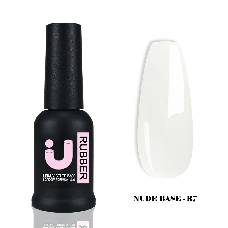 Blushimmer UNO JYJ Nude Rubber Base Gel Polish for semi-permanent UV manicure, natural nail base coat in 7 colors, gel varnish.