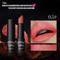 Blushimmer 7Colors glitter waterproof metallic lipstick and black lip gloss on lips, showcasing shiny, pearlized makeup look