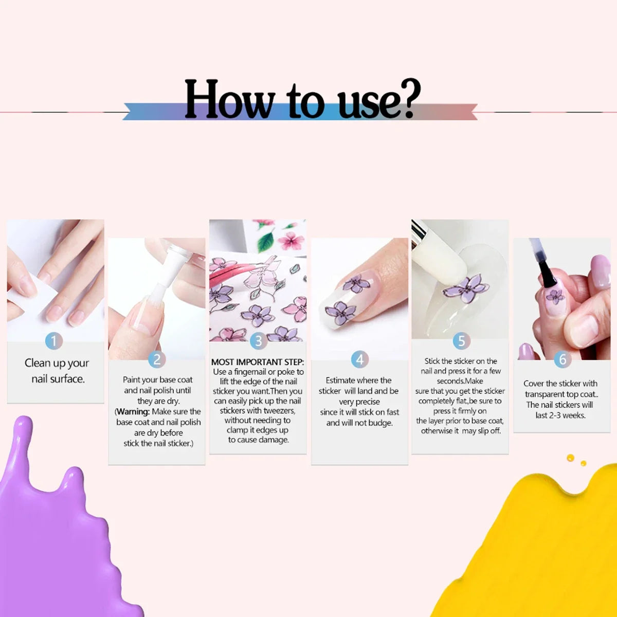 Blushimmer gradient French tip nail stickers with heart designs, 12 self-adhesive decal sheets for DIY nail art in 12 colors.