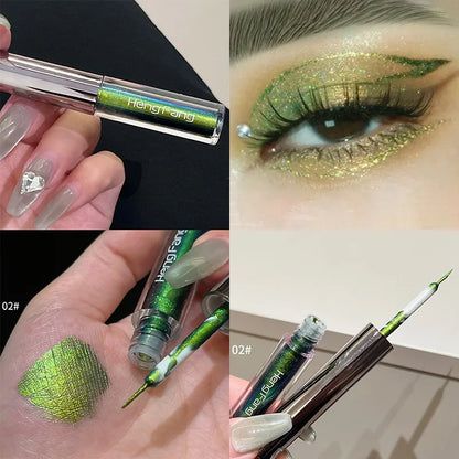 Chameleon Liquid Eyeshadow Eyeliner Sparkling Liquid Eye Shadow Metallic Shining Eye Shadow Liner Makeup Green Purple Silvery