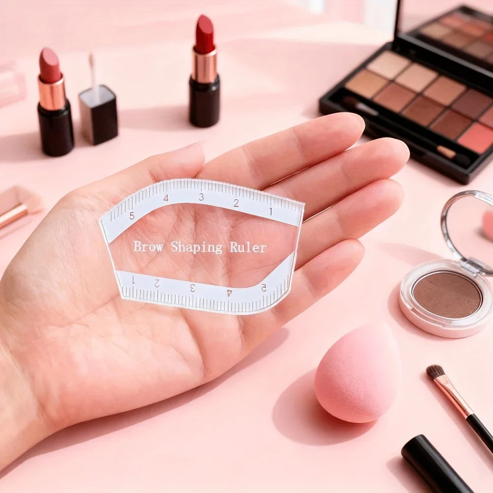 PMU Brow Mapping Tool - Reusable Microblading Stencils with Symmetry Guide, Permanent Makeup Template for Beginners/Pros