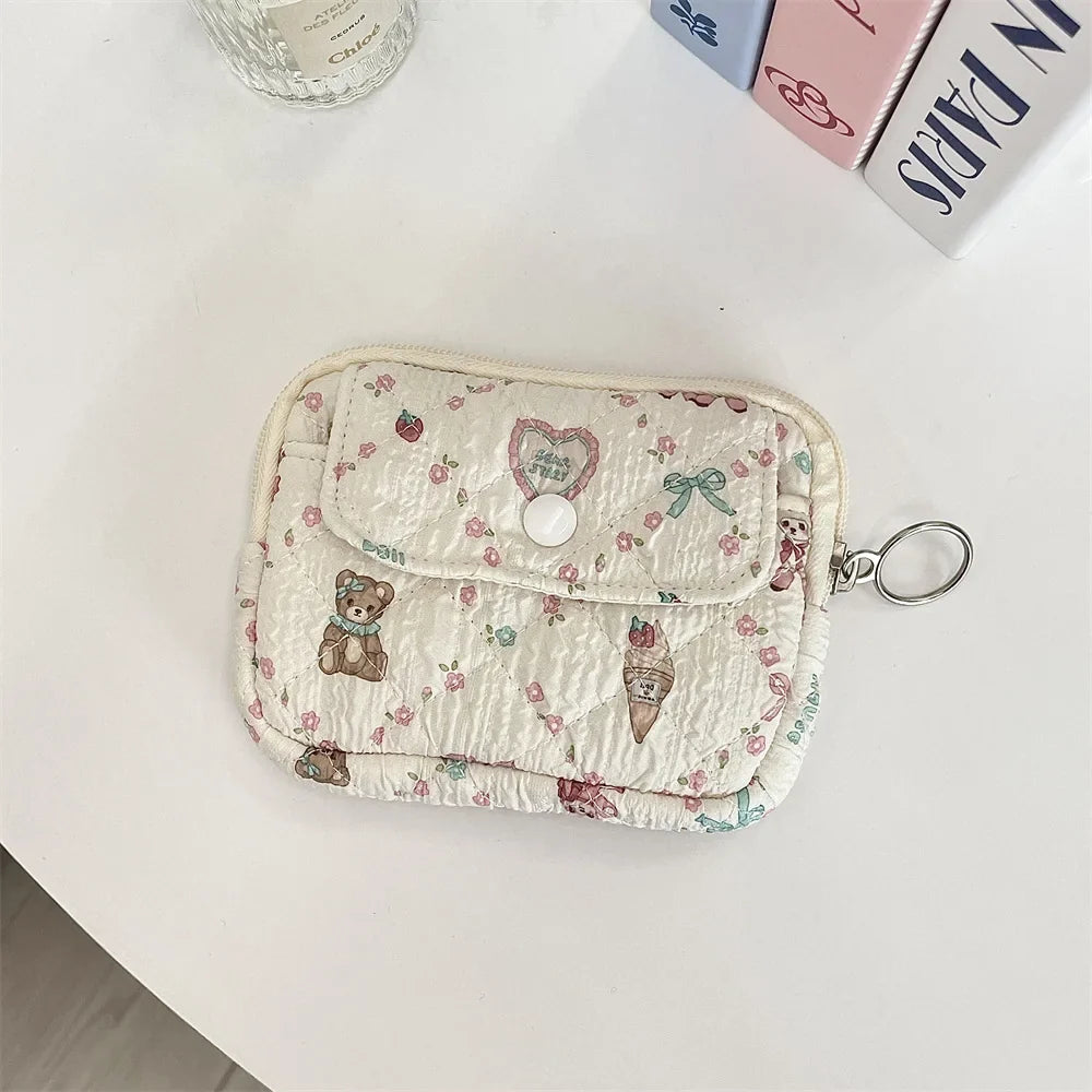 Blushimmer cute cartoon small travel cosmetic bag with lipstick, earphone, and card compartments, women’s makeup organizer pouch