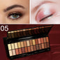 Blushimmer matte shimmer eyeshadow palette with 28 waterproof long-lasting shades and a dual-ended makeup brush on a neutral background.