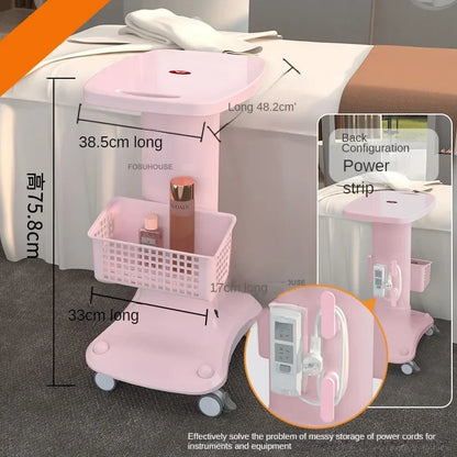 European Plastic Salon Trolleys with Wheels Auxiliary Tool Cart Designer Salon Furniture Beauty Salon Instrument Equipment Shelf