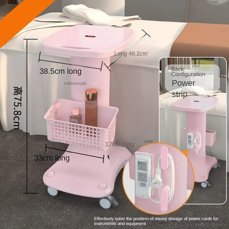 European Plastic Salon Trolleys with Wheels Auxiliary Tool Cart Designer Salon Furniture Beauty Salon Instrument Equipment Shelf