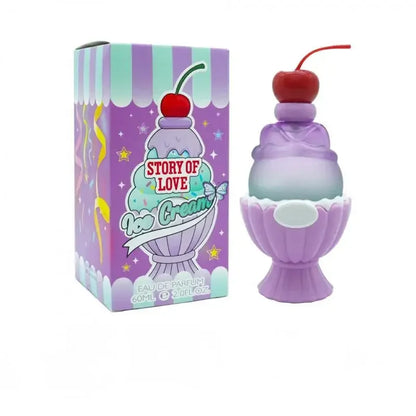 Cute ice cream-shaped perfume bottle for women by Blushimmer, fruity floral vanilla fragrance, 50ml long-lasting eau de toilette.