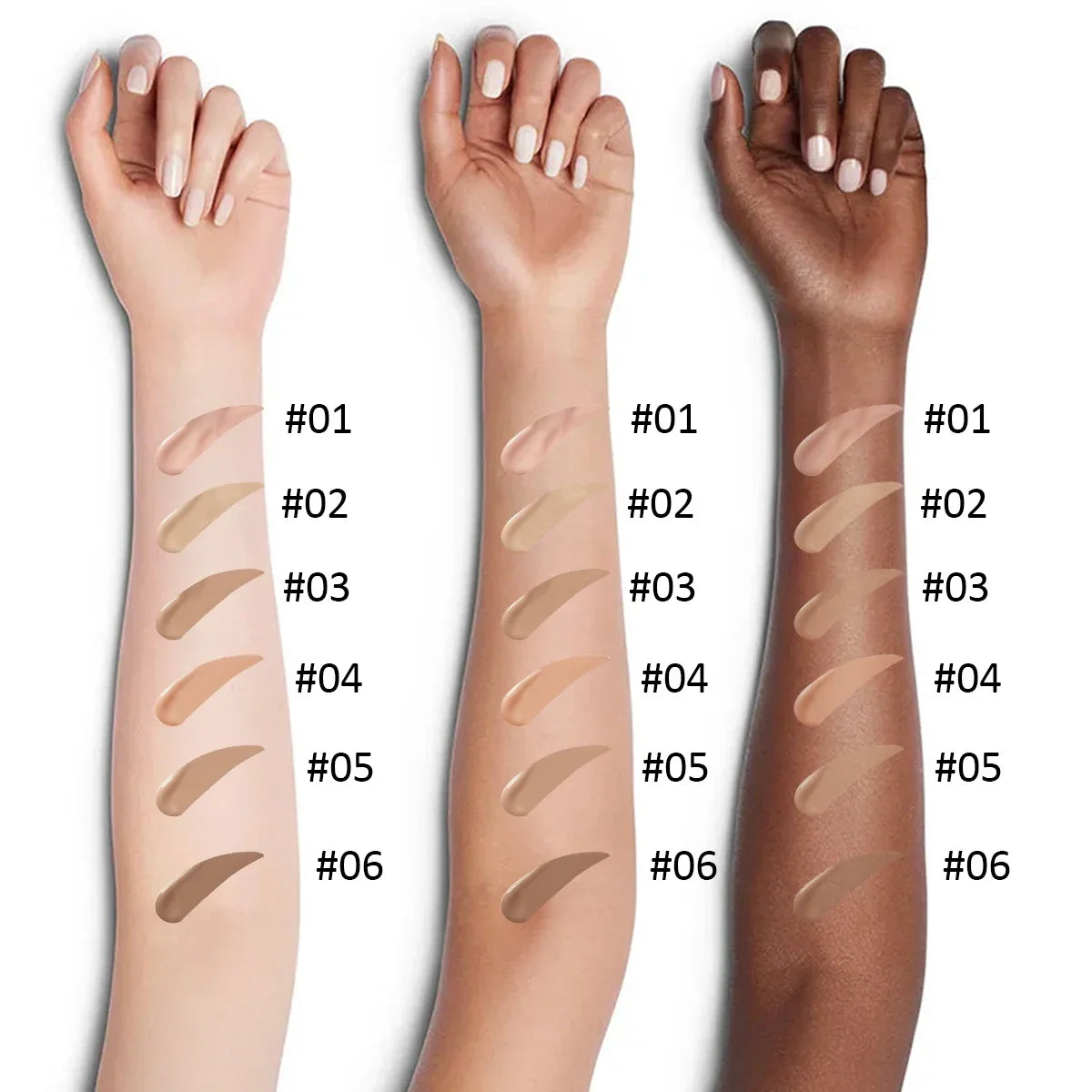 Blushimmer full coverage waterproof concealer showing smooth, flawless skin finish with durable, stain-resistant formula.
