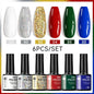 Blushimmer UR Sugar 7ml all-season gel nail polish set with nude, pink, red, and glitter shades for manicures and UV gel application