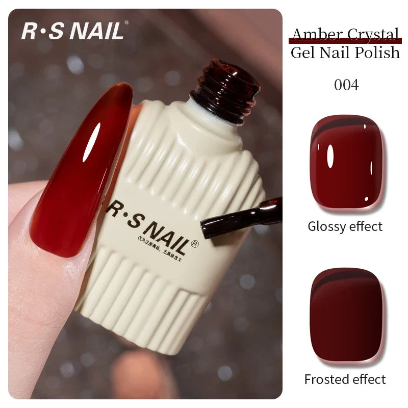 Blushimmer RSNAIL 10g jelly amber gel nail polish in crystal brown, showcasing translucent, glossy UV gel nail art.