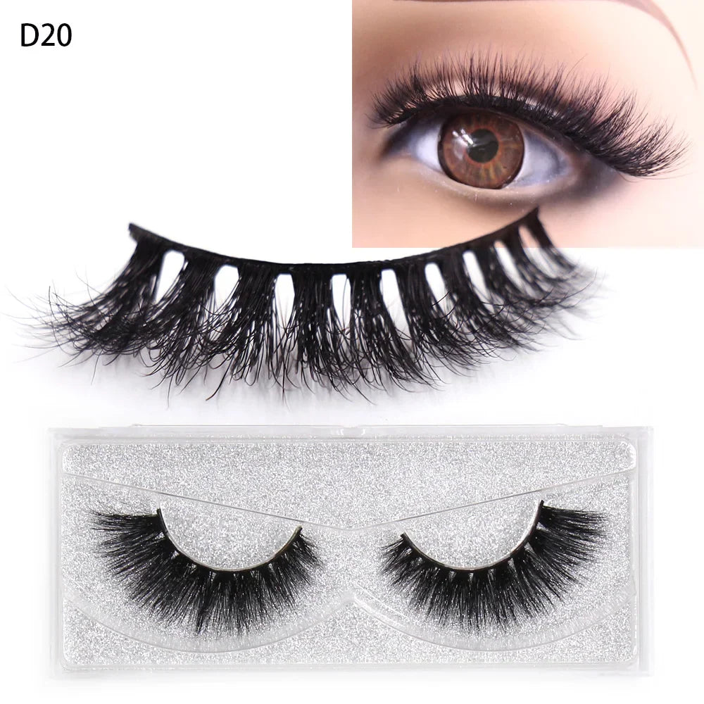 Blushimmer LEHUAMAO 5D Mink Hair False Eyelashes with wispy cross design, fluffy natural look, handmade eyelash extension tools.