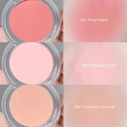 Blushimmer monochrome blush powder in soft matte natural pink for facial contouring and brightening, waterproof makeup.