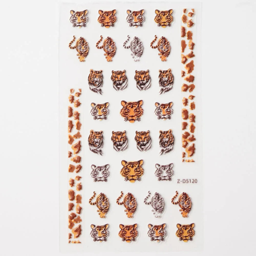 Close-up of Blushimmer cat nail decals featuring 3D cartoon puppy and kitty designs on self-adhesive nail art stickers.