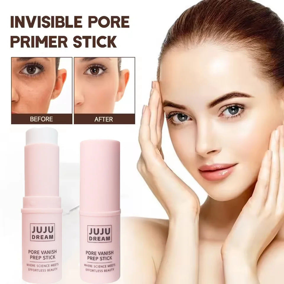 Blushimmer face primer stick with matte blur effect, hydrating shimmer texture, pore coverage, oil control, and lightweight finish.